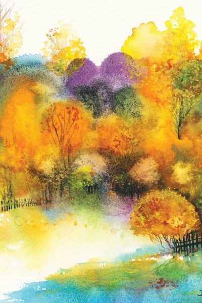 Fall Backyard by Zaira Dzhaubaeva framed canvas print