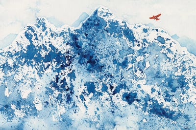 Red Plane Over Snowy Mountains by Zaira Dzhaubaeva multi panel art