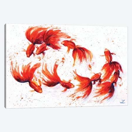 Eight Dancing Goldfish Canvas Print #ZDZ37} by Zaira Dzhaubaeva Canvas Print