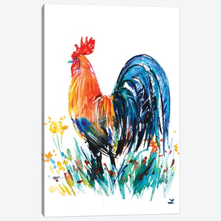 Farm Rooster Canvas Print #ZDZ40} by Zaira Dzhaubaeva Canvas Print