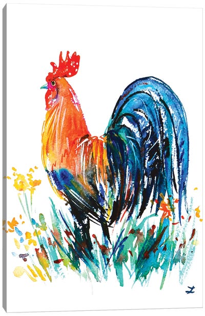 Farm Rooster Canvas Art Print - Zaira Dzhaubaeva