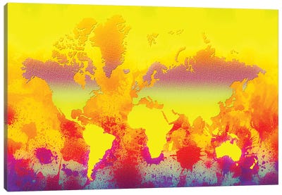 Glowing World Map Canvas Art Print - Travel Art
