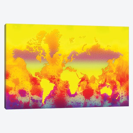 Glowing World Map Canvas Print #ZDZ50} by Zaira Dzhaubaeva Canvas Artwork