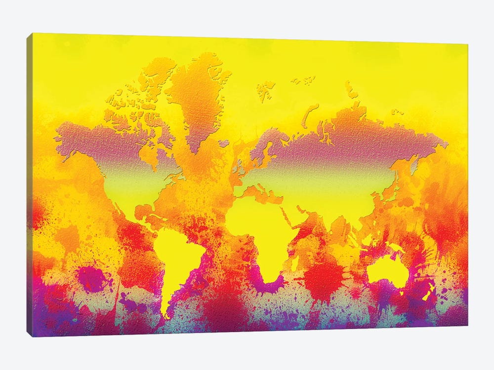 Glowing World Map by Zaira Dzhaubaeva 1-piece Canvas Artwork