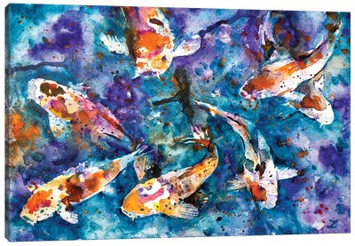 Koi Impression Canvas Art Print - Koi Fish Art