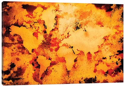 Lava World Map Canvas Art Print - Travel Art