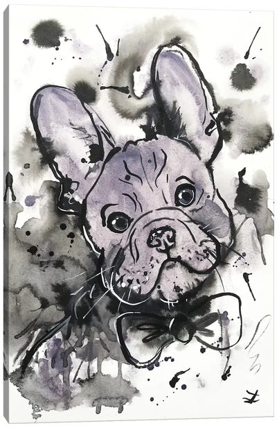 Lilac Frenchie Canvas Art Print - French Bulldog Art
