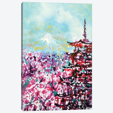 Mount Fuji And The Chureito Pagoda In Spring Canvas Print #ZDZ73} by Zaira Dzhaubaeva Canvas Wall Art