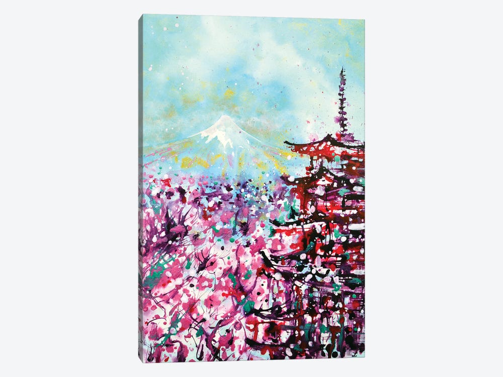 Mount Fuji And The Chureito Pagoda In Spring by Zaira Dzhaubaeva 1-piece Canvas Art Print