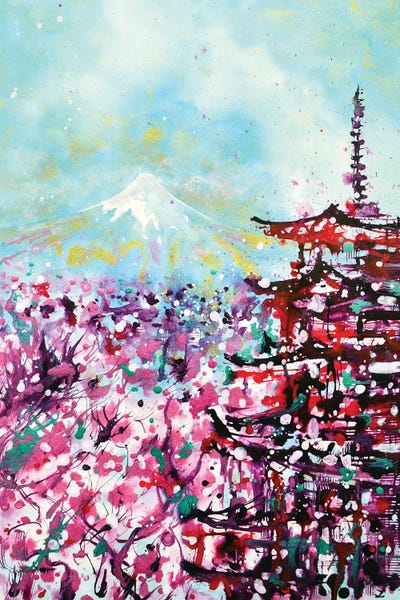 Zaira Dzhaubaeva: Mount Fuji And The Chureito Pagoda In Spring by Zaira Dzhaubaeva