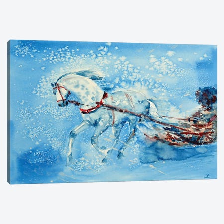 One Horse Open Sleigh Canvas Print #ZDZ78} by Zaira Dzhaubaeva Canvas Wall Art