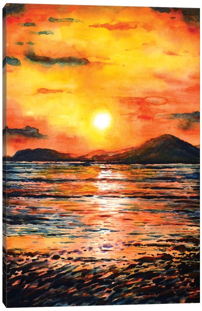 Orange Sunset Canvas Art Print - Sun Art