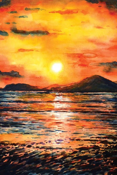 Zaira Dzhaubaeva: Orange Sunset by Zaira Dzhaubaeva