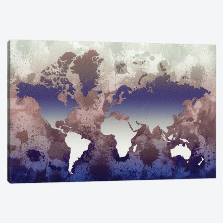 Aquatic World Map Canvas Print #ZDZ7} by Zaira Dzhaubaeva Canvas Wall Art