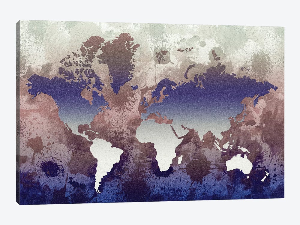 Aquatic World Map by Zaira Dzhaubaeva 1-piece Canvas Art