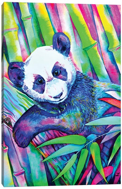 Panda Bliss Canvas Art Print - Bamboo Art