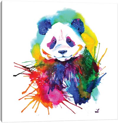 Panda Splash Canvas Art Print - Zaira Dzhaubaeva