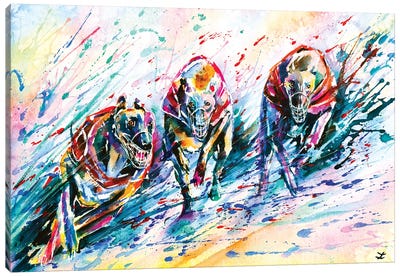 Race Canvas Art Print - Greyhound Art