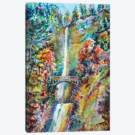 Autumn At Multnomah Falls Canvas Print #ZDZ8} by Zaira Dzhaubaeva Art Print
