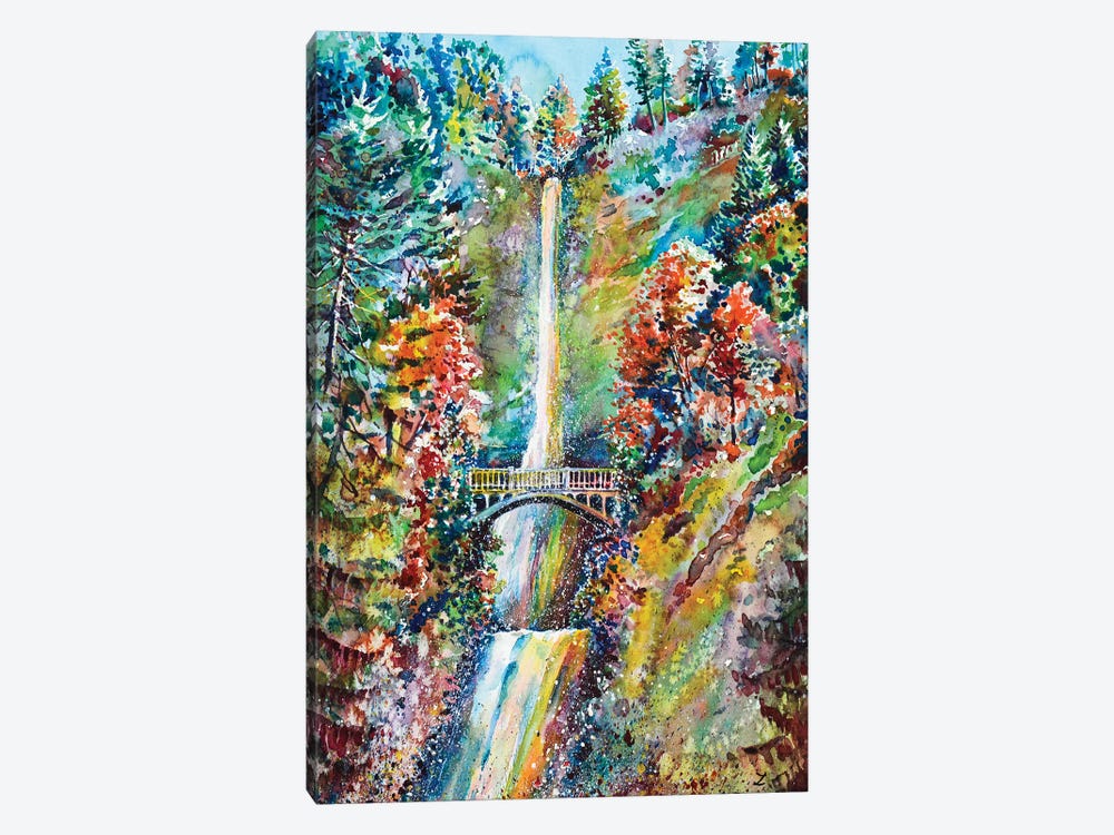 Autumn At Multnomah Falls by Zaira Dzhaubaeva 1-piece Canvas Print