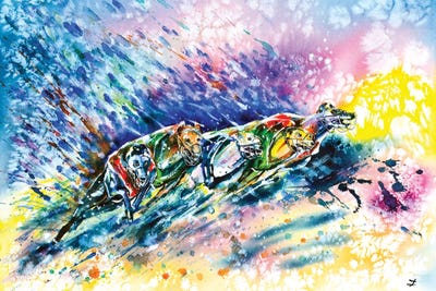 Racing Greyhounds by Zaira Dzhaubaeva art print