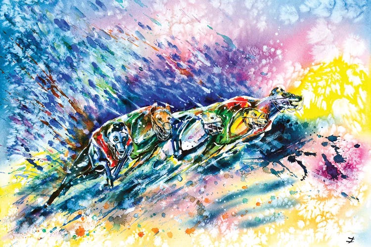 Racing Greyhounds by Zaira Dzhaubaeva wall art