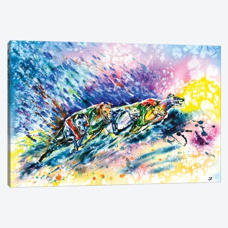 Racing Greyhounds Canvas Print #ZDZ90} by Zaira Dzhaubaeva Canvas Wall Art