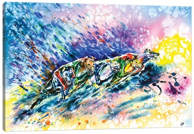 Racing Greyhounds Canvas Art Print - Greyhound Art