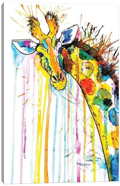 Rainbow Giraffe Canvas Art Print - Zaira Dzhaubaeva