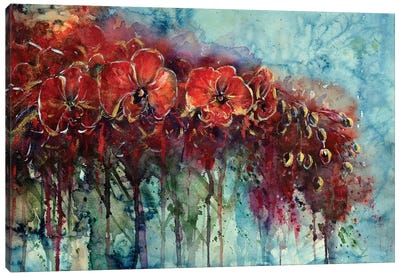 Red Orchids Canvas Art Print - Zaira Dzhaubaeva