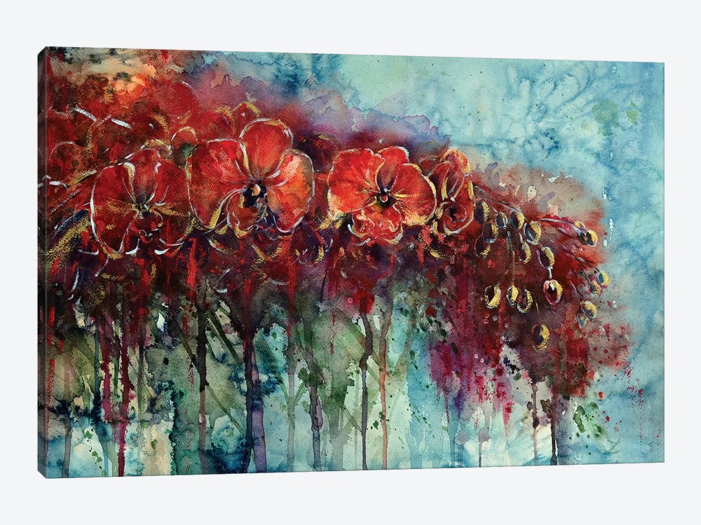 Red Orchids by Zaira Dzhaubaeva 1-piece Canvas Artwork