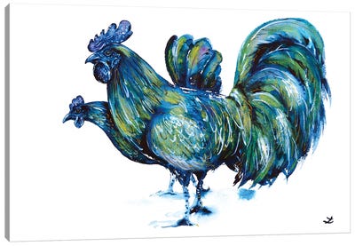 Ayam Cemani Pair Canvas Art Print - Chicken & Rooster Art
