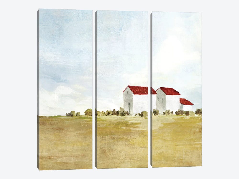 Red Farm House II  by Isabelle Z 3-piece Canvas Print