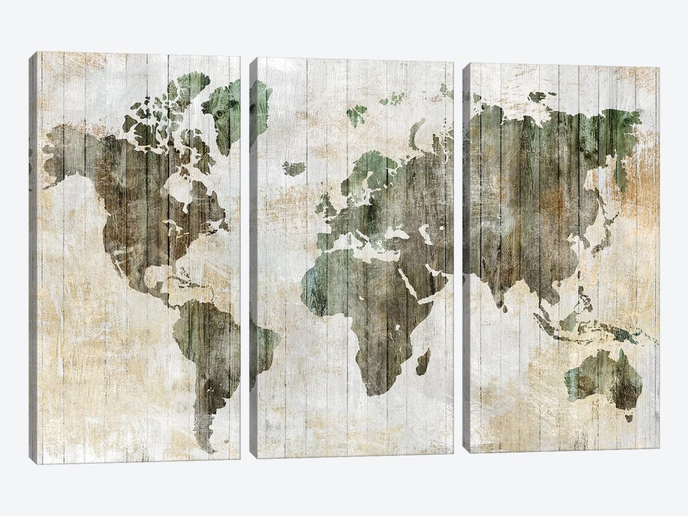 World Map I  by Isabelle Z 3-piece Canvas Art