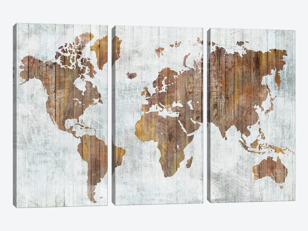 World Map II  by Isabelle Z 3-piece Canvas Print