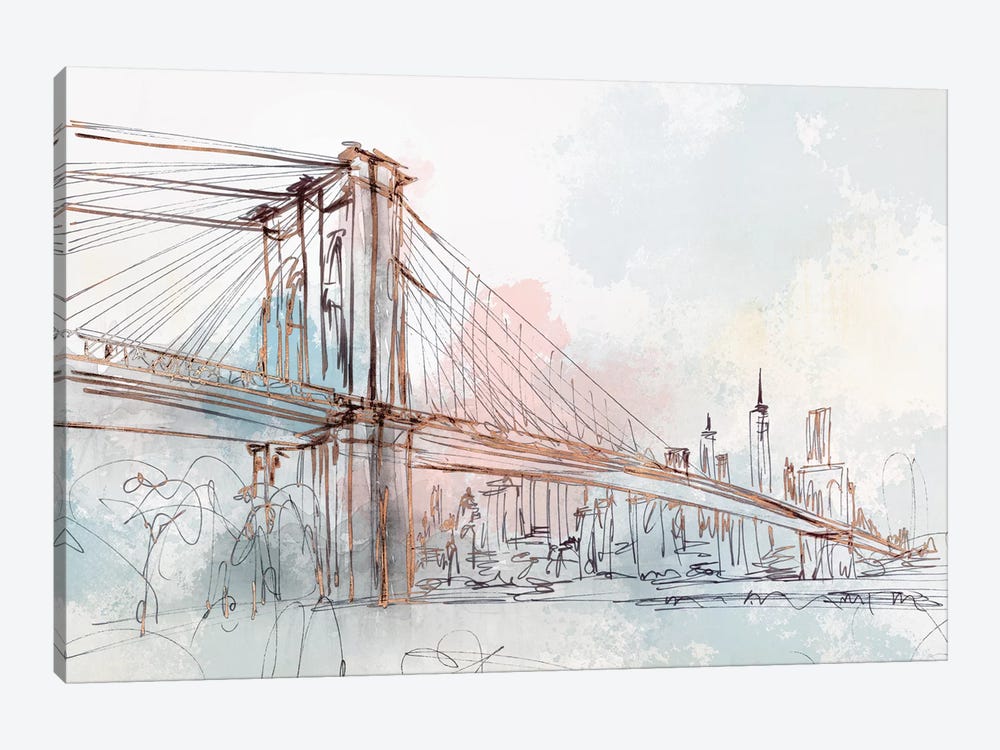 Blushing Brooklyn Bridge by Isabelle Z 1-piece Canvas Wall Art
