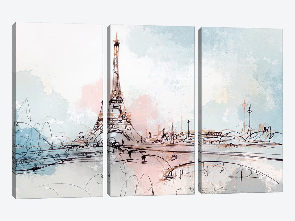 Blushing Paris  3-piece Art Print