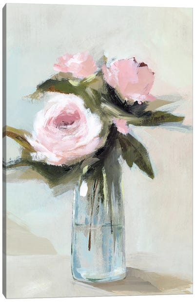 Peonies in a Vase I  Canvas Art Print - Pottery Still Life
