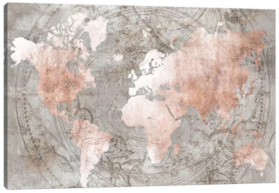 Celestial World Map Canvas Art Print - 3-Piece Map Art