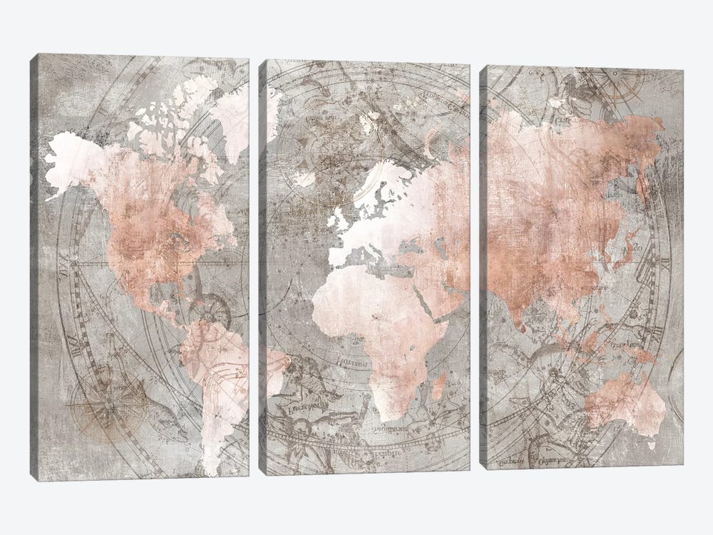 Celestial World Map by Isabelle Z 3-piece Canvas Print