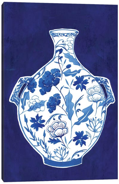 Indigo Porcelain Vase I  Canvas Art Print - Pottery Still Life