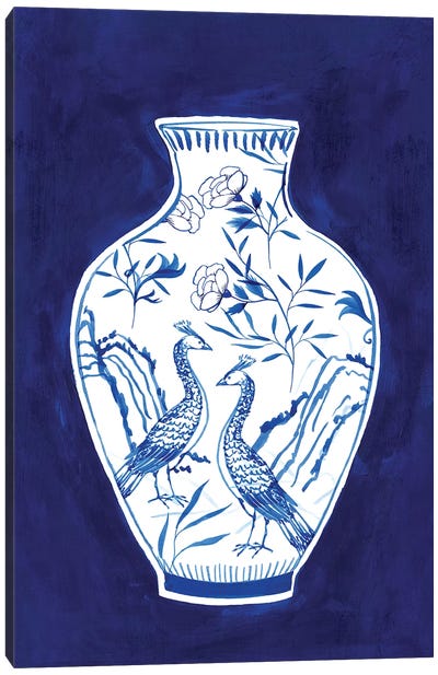 Indigo Porcelain Vase II  Canvas Art Print - Chinese Décor