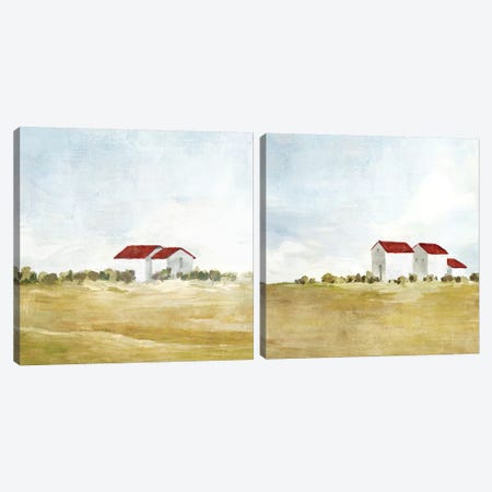 Red Farm House Diptych Canvas Print Set #ZEE2HSET008} by Isabelle Z Art Print