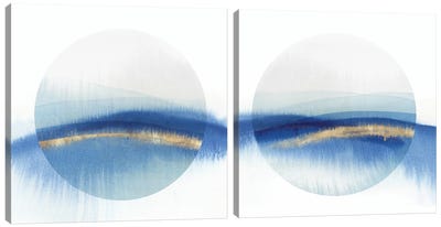 Indigo Eclipse Diptych  Canvas Art Print - Art Sets | Triptych & Diptych Wall Art
