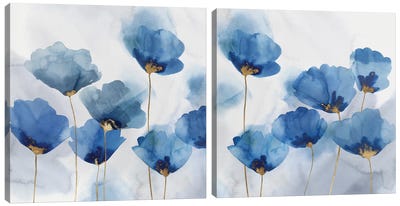 Pretty In Blue Diptych Canvas Art Print - Art Sets | Triptych & Diptych Wall Art