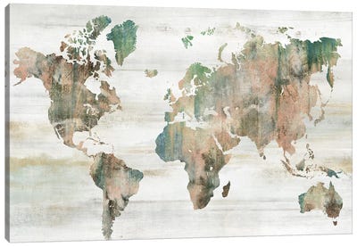 Map of the World  Canvas Art Print - 3-Piece Map Art