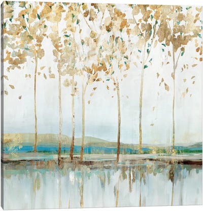 River Breath I Canvas Art Print - Gold & Teal Art