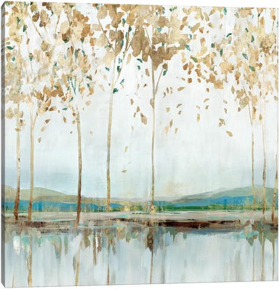 River Breath II Canvas Art Print - Gold & Teal Art