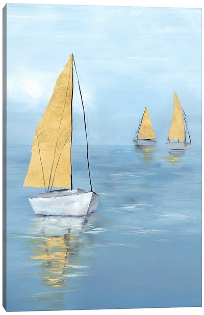 Golden Sail I Canvas Art Print - Blue & Gold Art