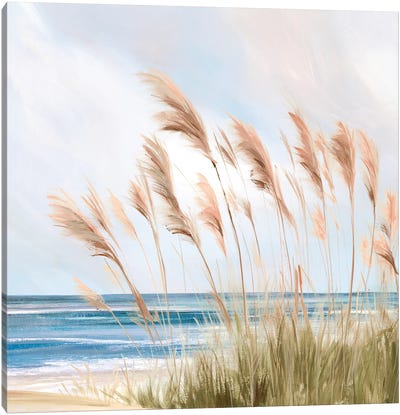 Beach Pampas Canvas Art Print - Coastal & Ocean Abstract Art